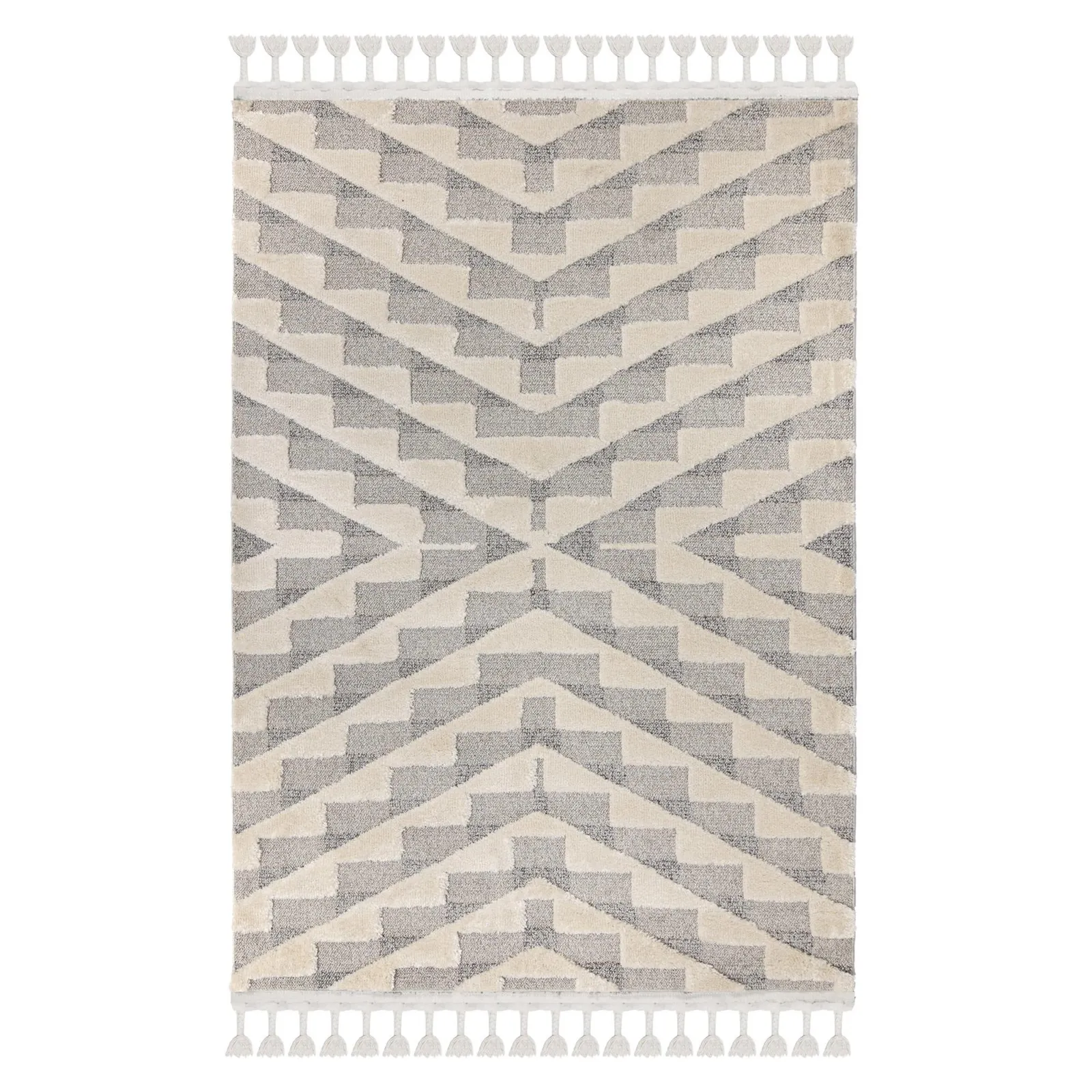 Hampton Geometric Rug Grey and Beige