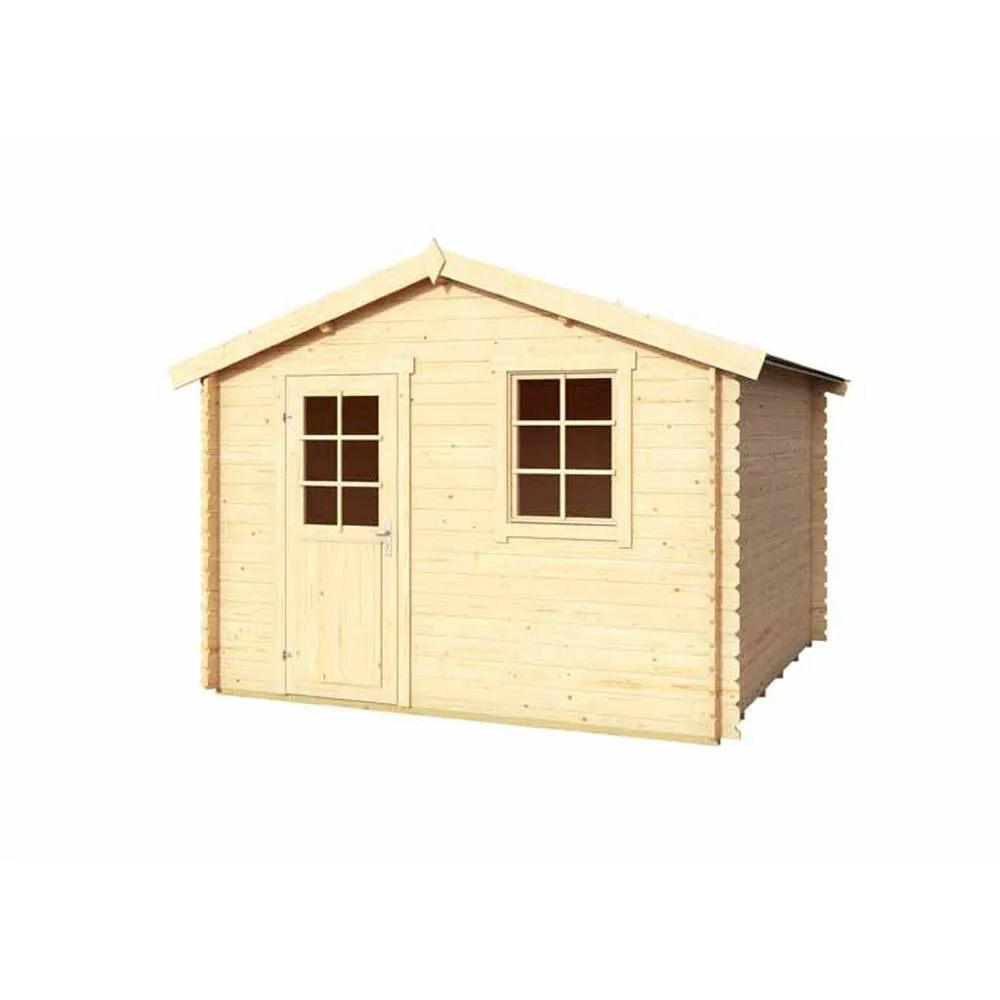 Lasita Maja Ltd Wels 3-Log Cabin, Garden Room, Home Office - L339.8xW320xH245.1 cm in Light Oak 2