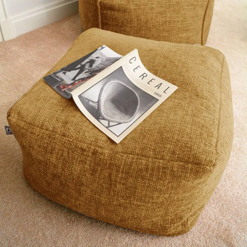 rucomfy Beanbags rucomfy Indoor Bean Bag Ottoman - Weave Pouffe Footstool in Mustard