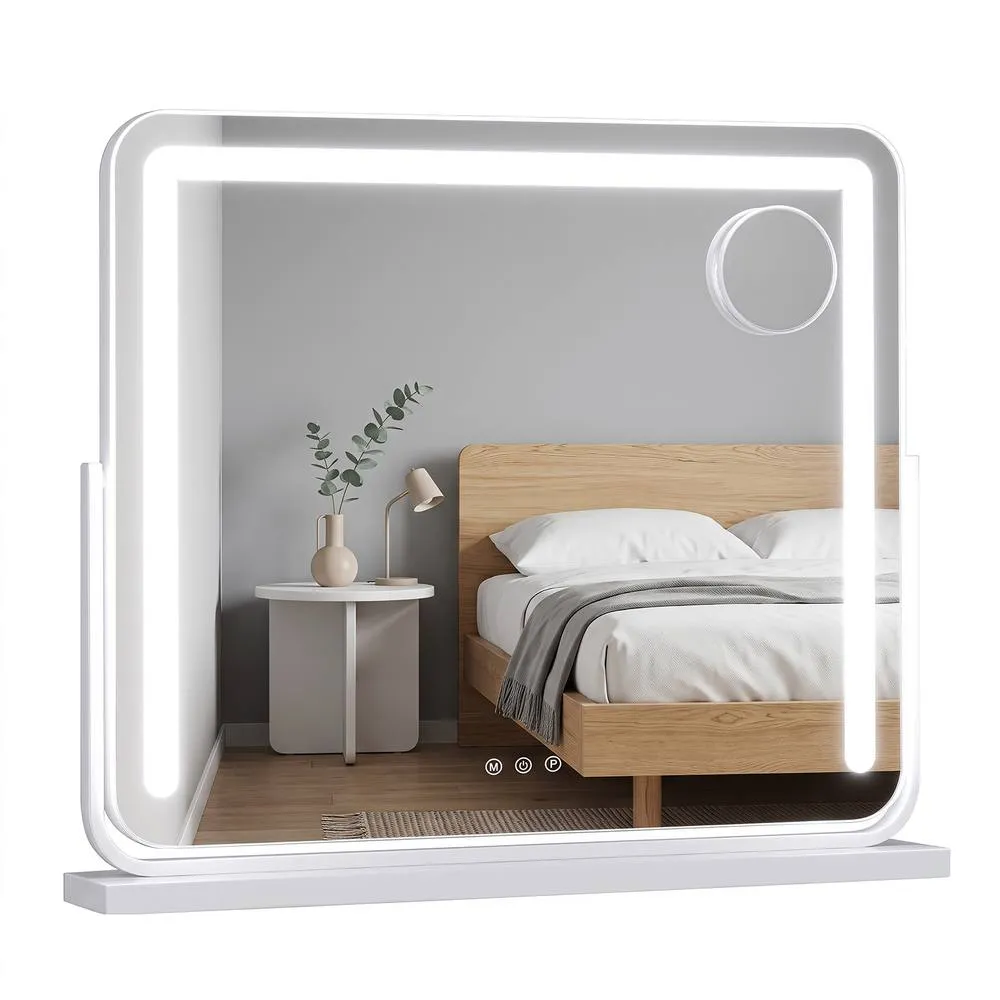 Costway Swivel Vanity Mirror LED Lights White Makeup Mirror