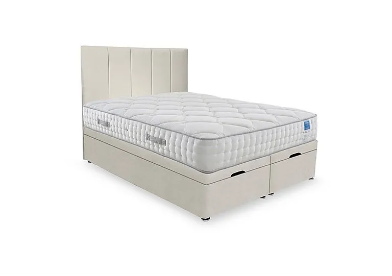 Memory Luxe End Lift Ottoman Divan Set - King Size - Plush Ecru