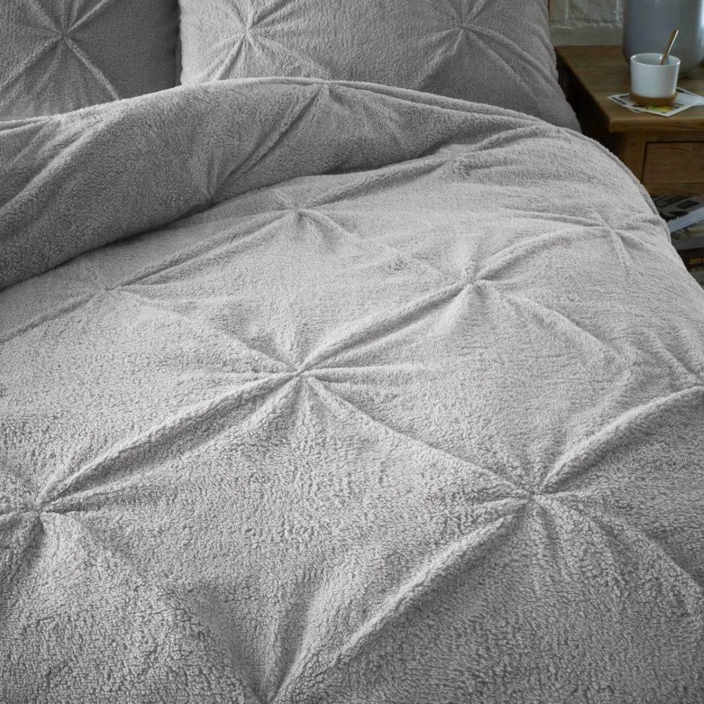 Smart Living Teddy Chiswick Pintuck Duvet Cover & Pillowcase Set in Grey 4