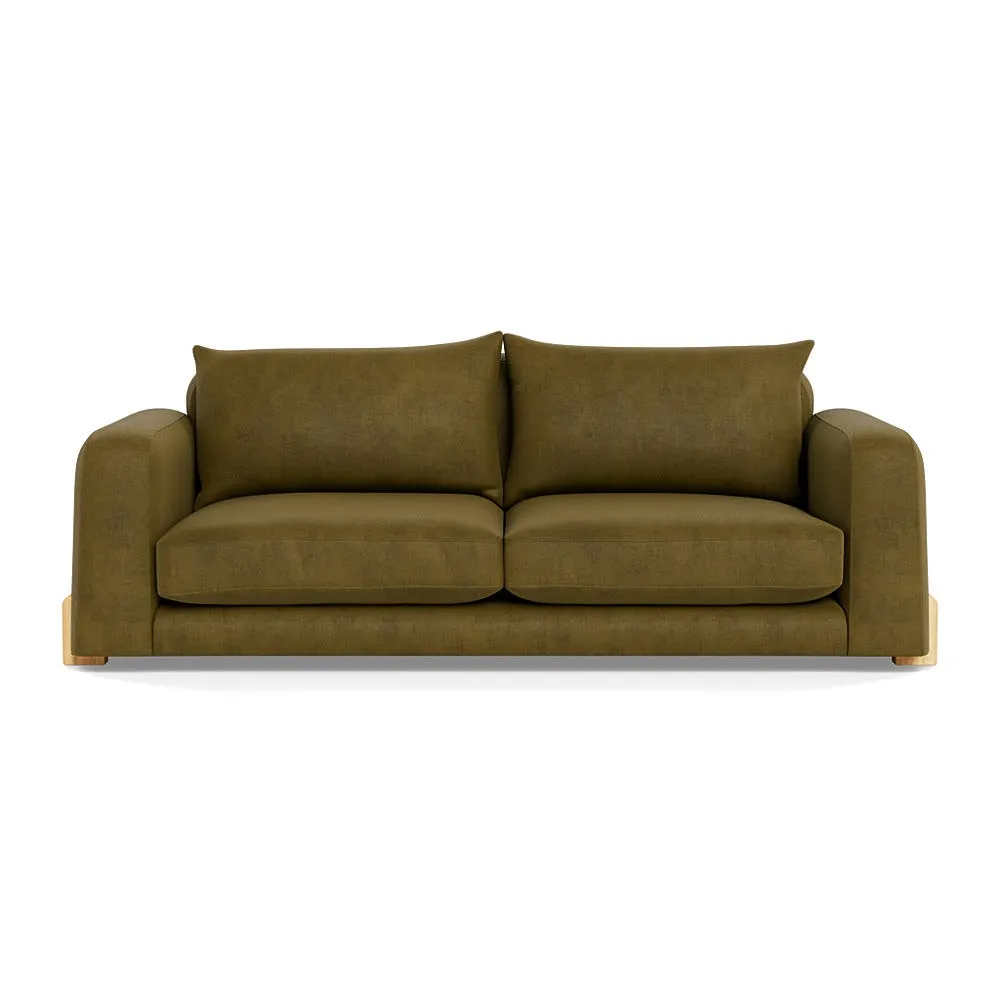 Heal's Nuvola 4 Seater Sofa Smart Luxe Velvet Peridot Natural Oak Feet 2