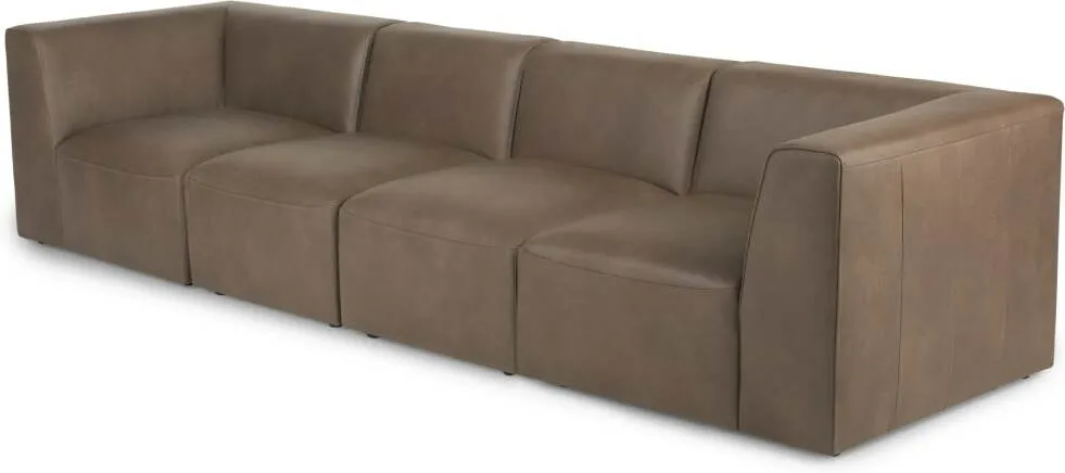 Juno 4 Seater Modular Sofa, Columbus Brown Leather