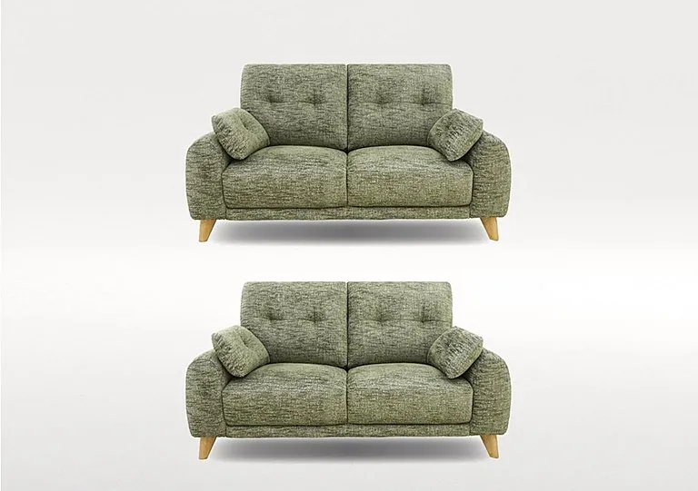 Malmo Set of Two 2 Seater Fabric Sofas - Olive Green