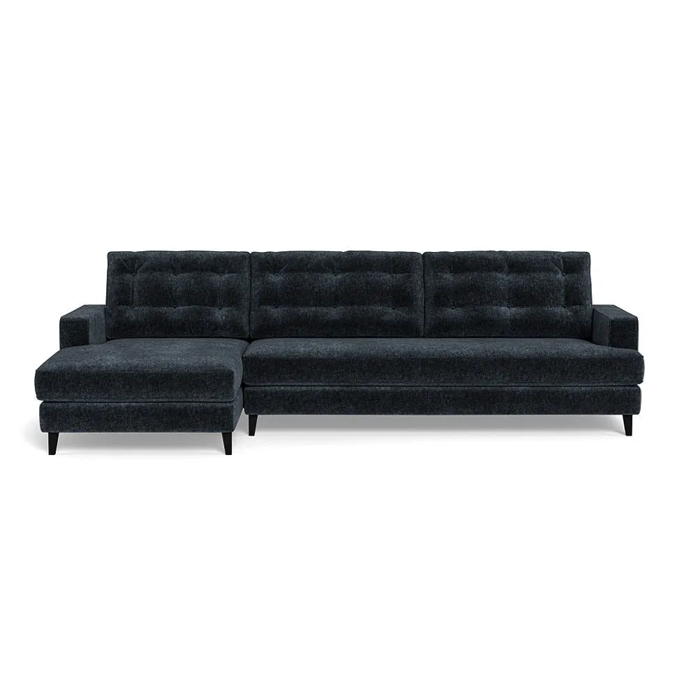 Heal's Mistral Left Hand Facing Corner Sofa Boucle Velvet Space Black Beech Feet 2