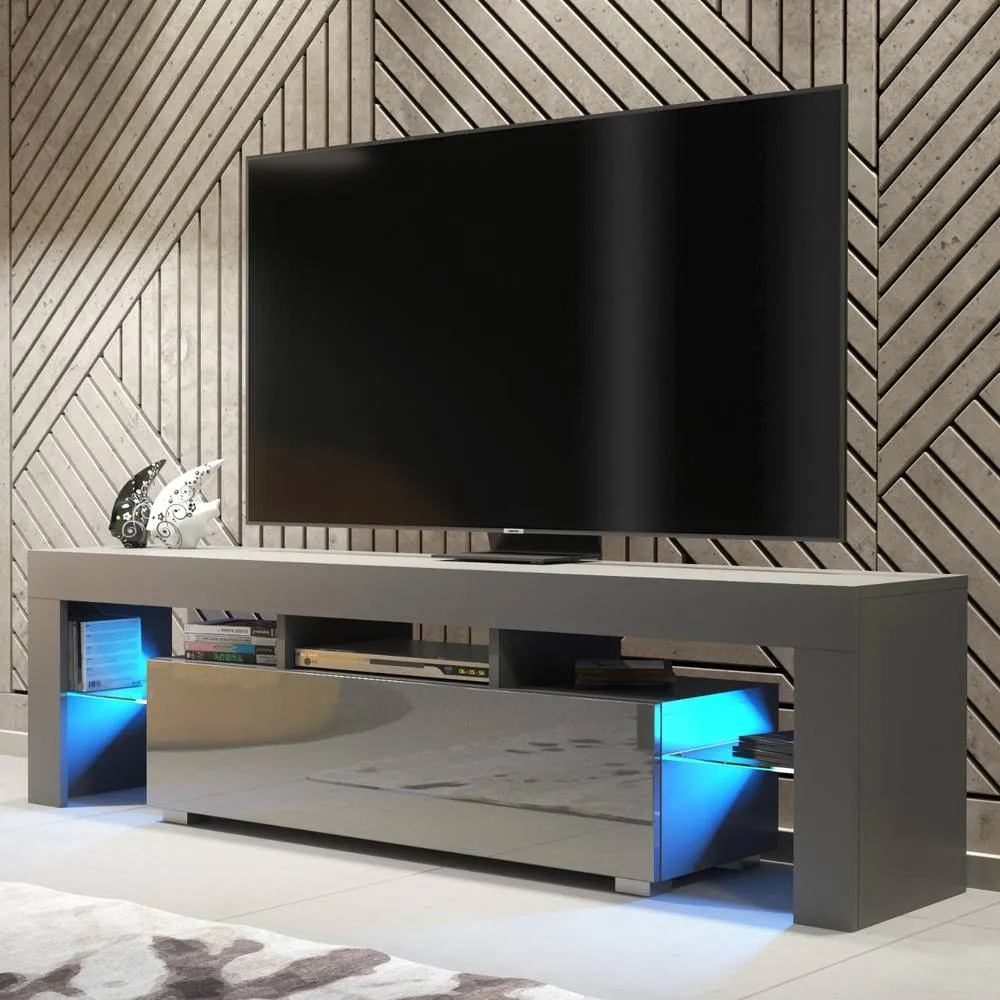 Creative Furniture Aria TV Unit 160cm - Dark Grey with Gloss Doors & LED Lights 5