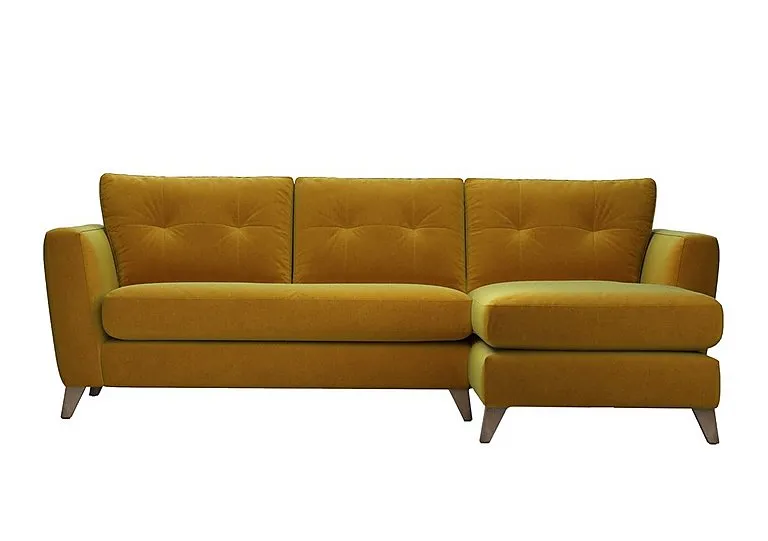 Hermione Fabric Right Hand Facing Corner Sofa with Chaise End - Golden Spice