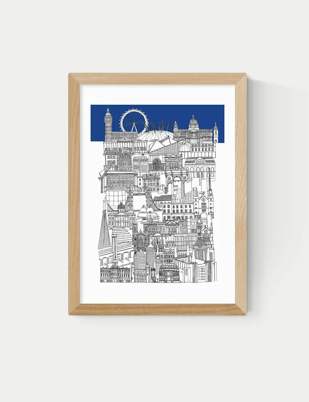 East End Prints London Blue Framed Art Print Natural