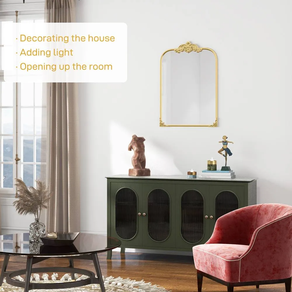 HOMCOM Wall Mirror, Decorative Baroque Mirror with Metal Frame, Gold Tone 4