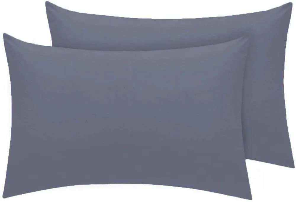 Homes-Linen Premium Percale Pillowcases 180 Thread Count Hotel Quality 2 Pack Set in Grey