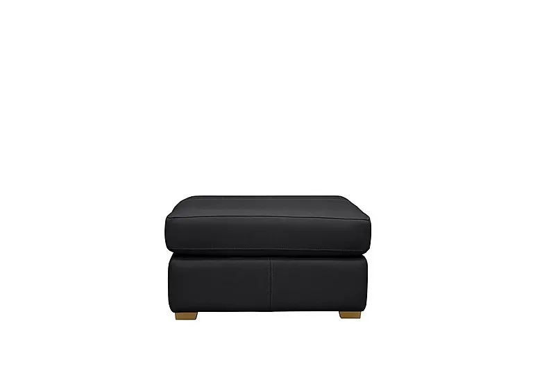 Seattle Leather Footstool - Cambridge Black