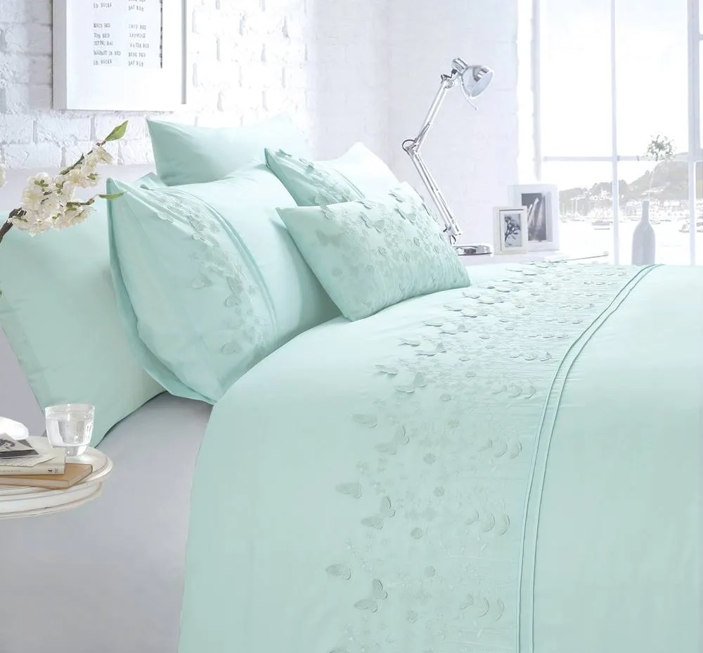 Rapport Home Papillon Polycotton Duvet Cover Set with Pillowcase in Duck Egg Blue