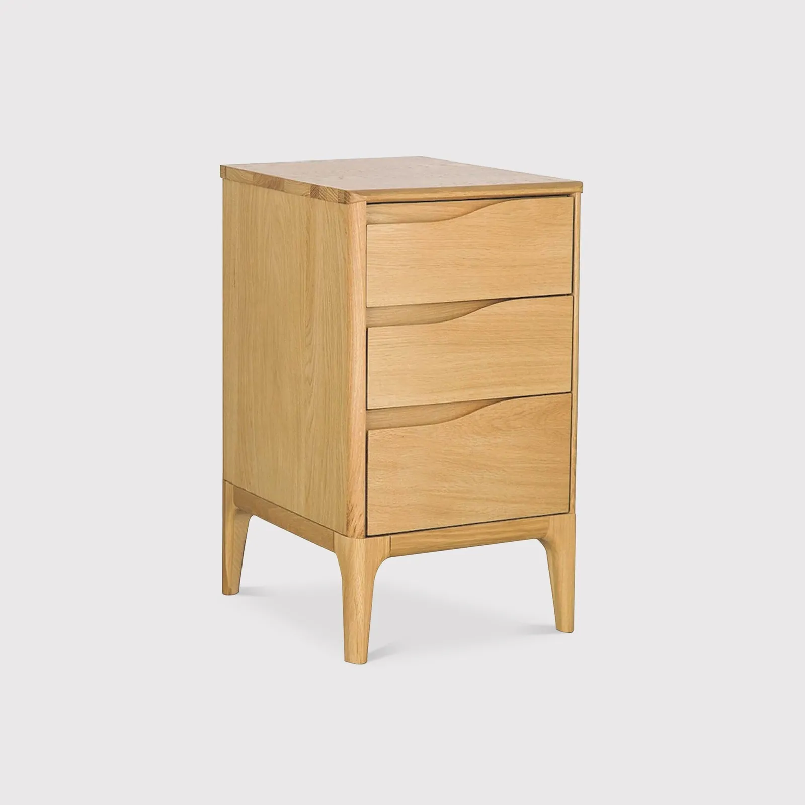 Ercol Rimini 3 Drawer Bedside Cabinet, Neutral Oak | Barker & Stonehouse
