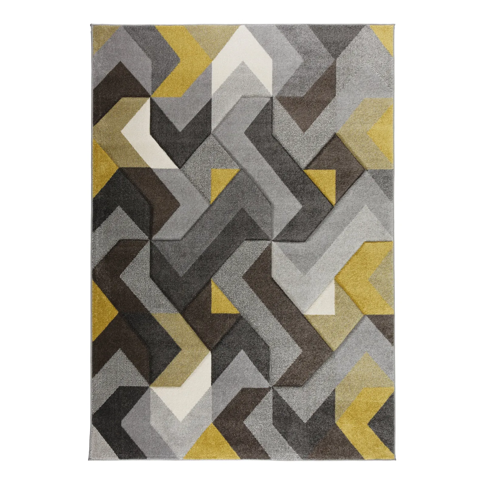 Hand Carved Aurora Geometric Rug Ochre