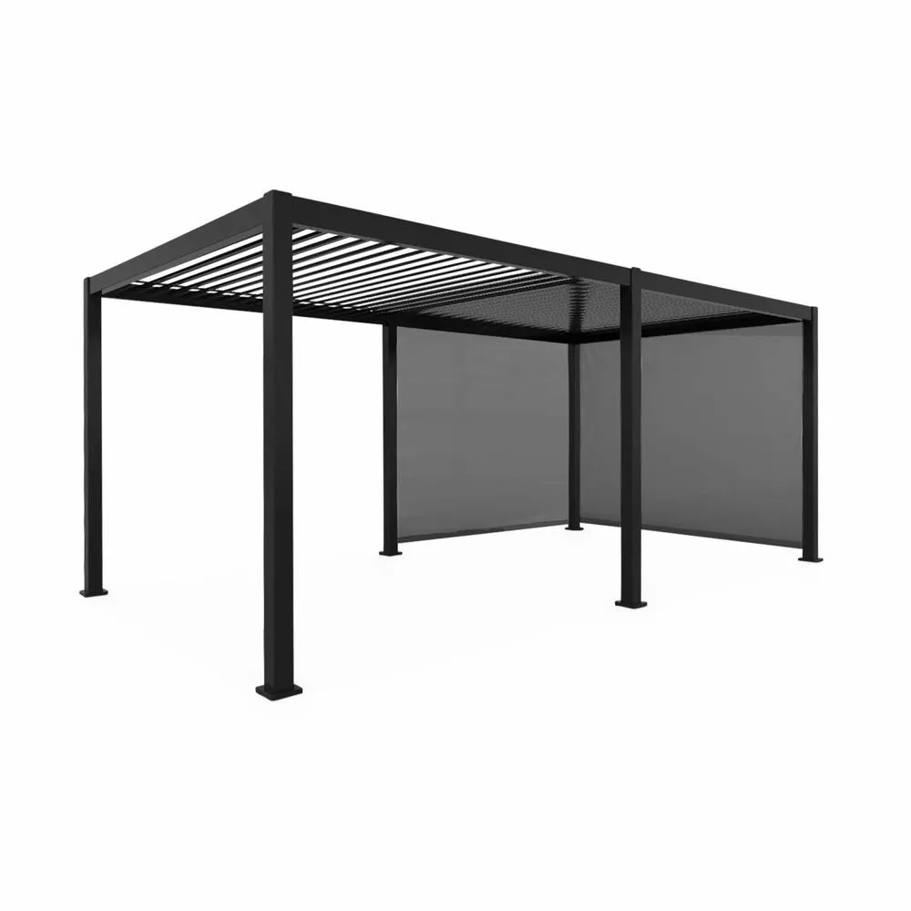 sweeek Louvered pergola aluminium 6 x 3m & 2 3m blinds in Dark Grey 2