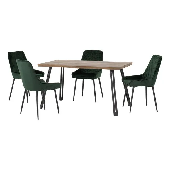 Quebec 4 Seater Wave Rectangular Dining Table with 4 Avery Chairs 1