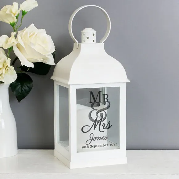 Personalised Mr and Mrs White Lantern 4