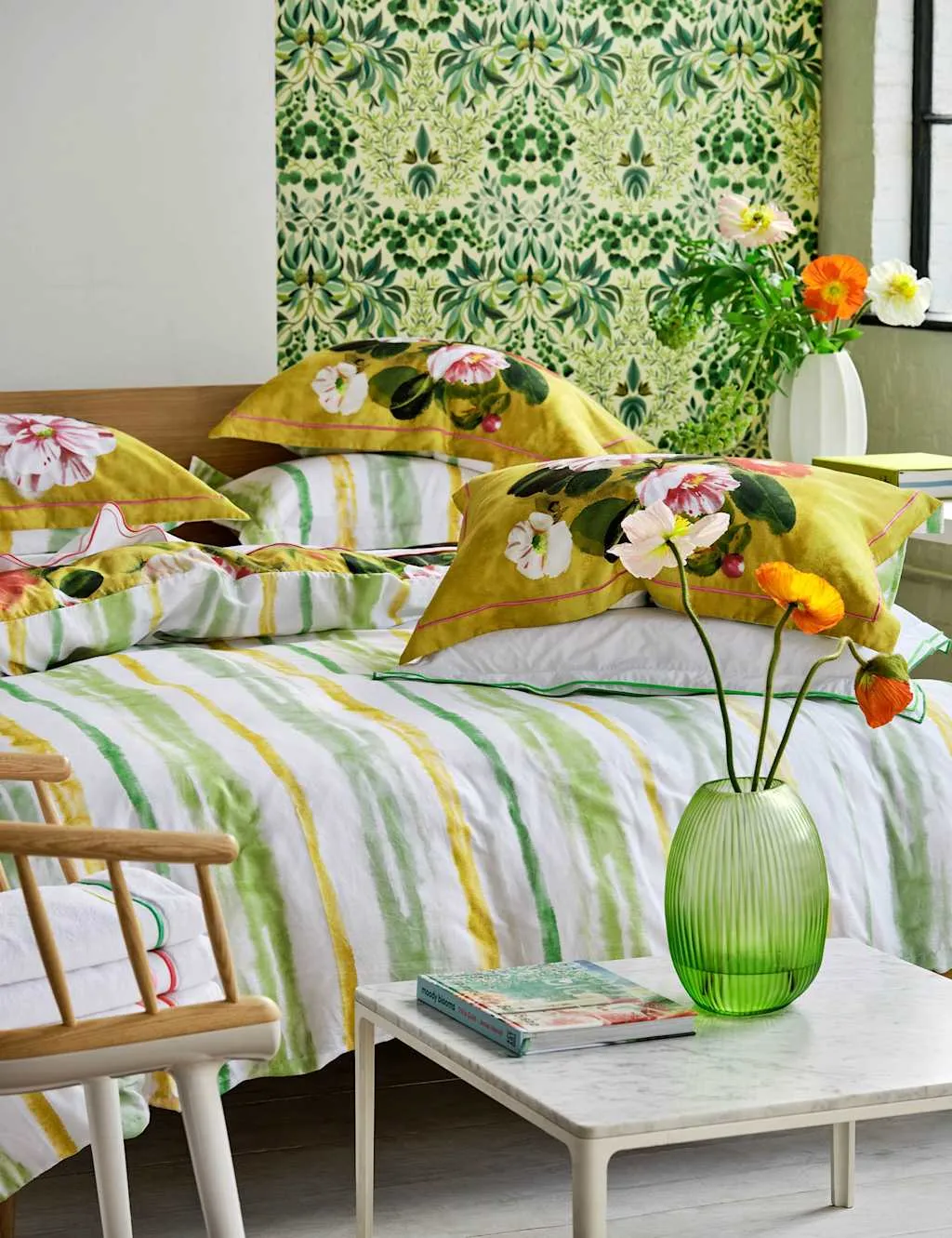 Designers Guild Set of 2 Pure Cotton Camellia Pillowcases Multi