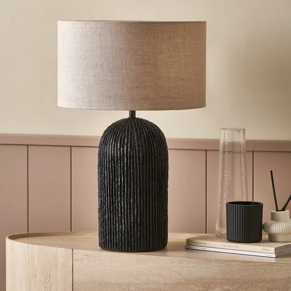 Pacific Lifestyle Ananya Paper Mache and Metal Textured Dome Table Lamp