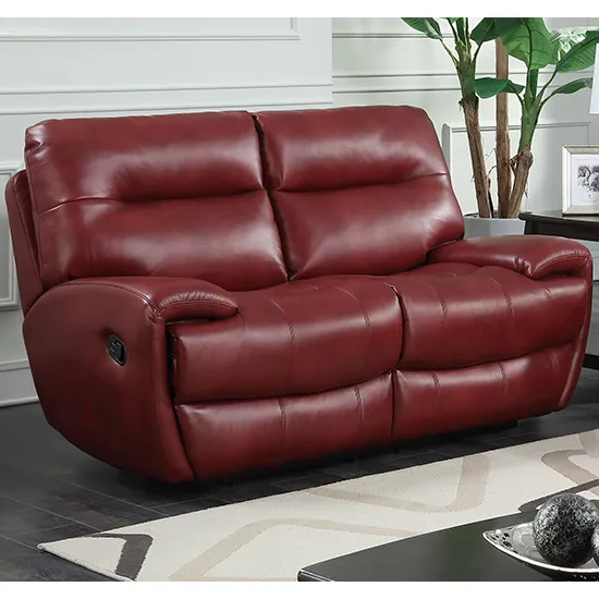 Orionis LeatherGel And PU Recliner 2 Seater Sofa In Red