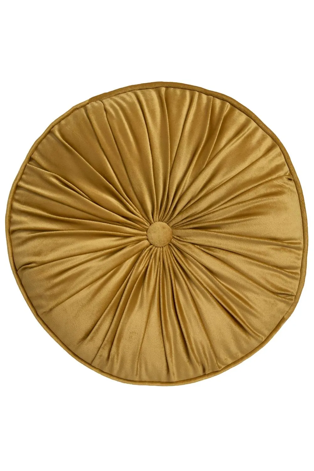 Laurence Llewelyn-Bowen 'Round Pleat' Round Velvet Cushion in Yellow 2