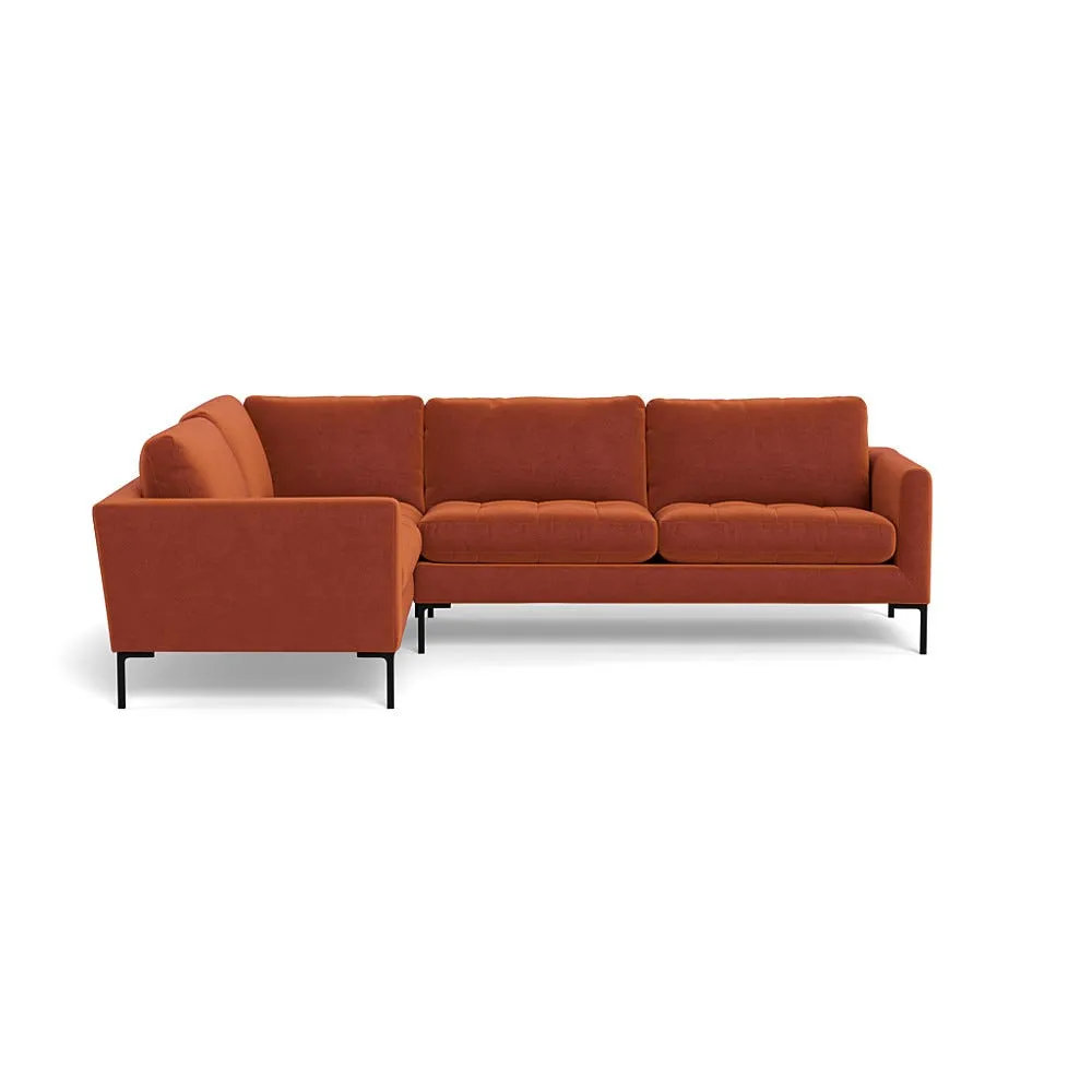 Heal's Eton LHF Corner Sofa Cotton Velvet Russet Black Feet 1
