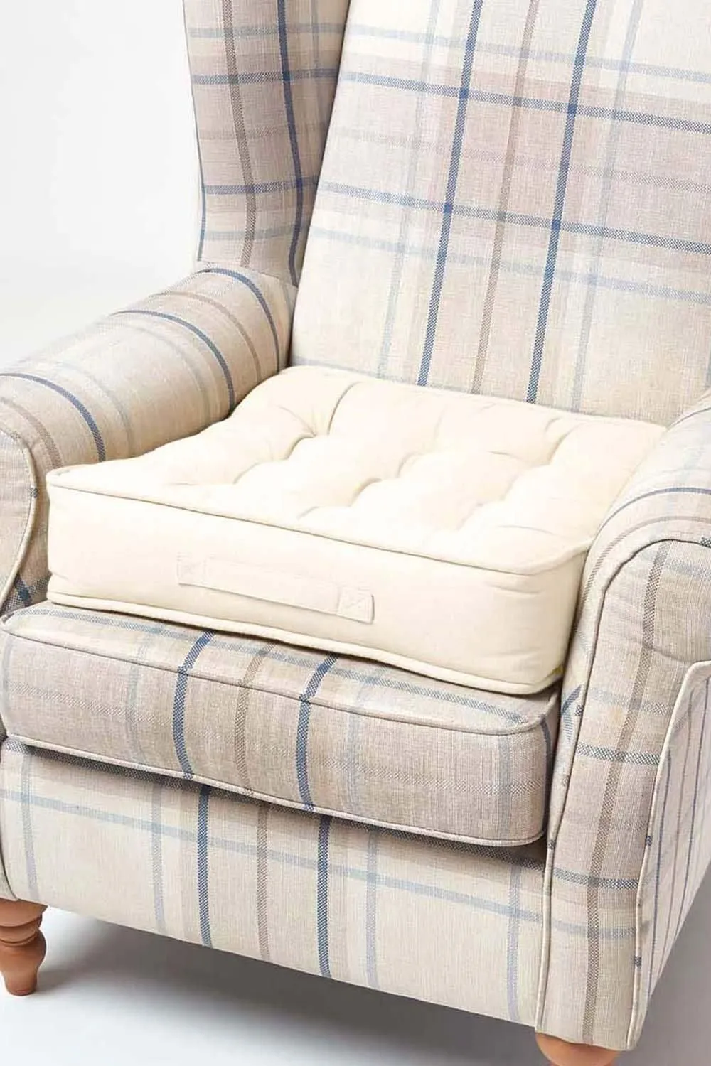 Homescapes Cotton Armchair Booster Cushion in Cream 1