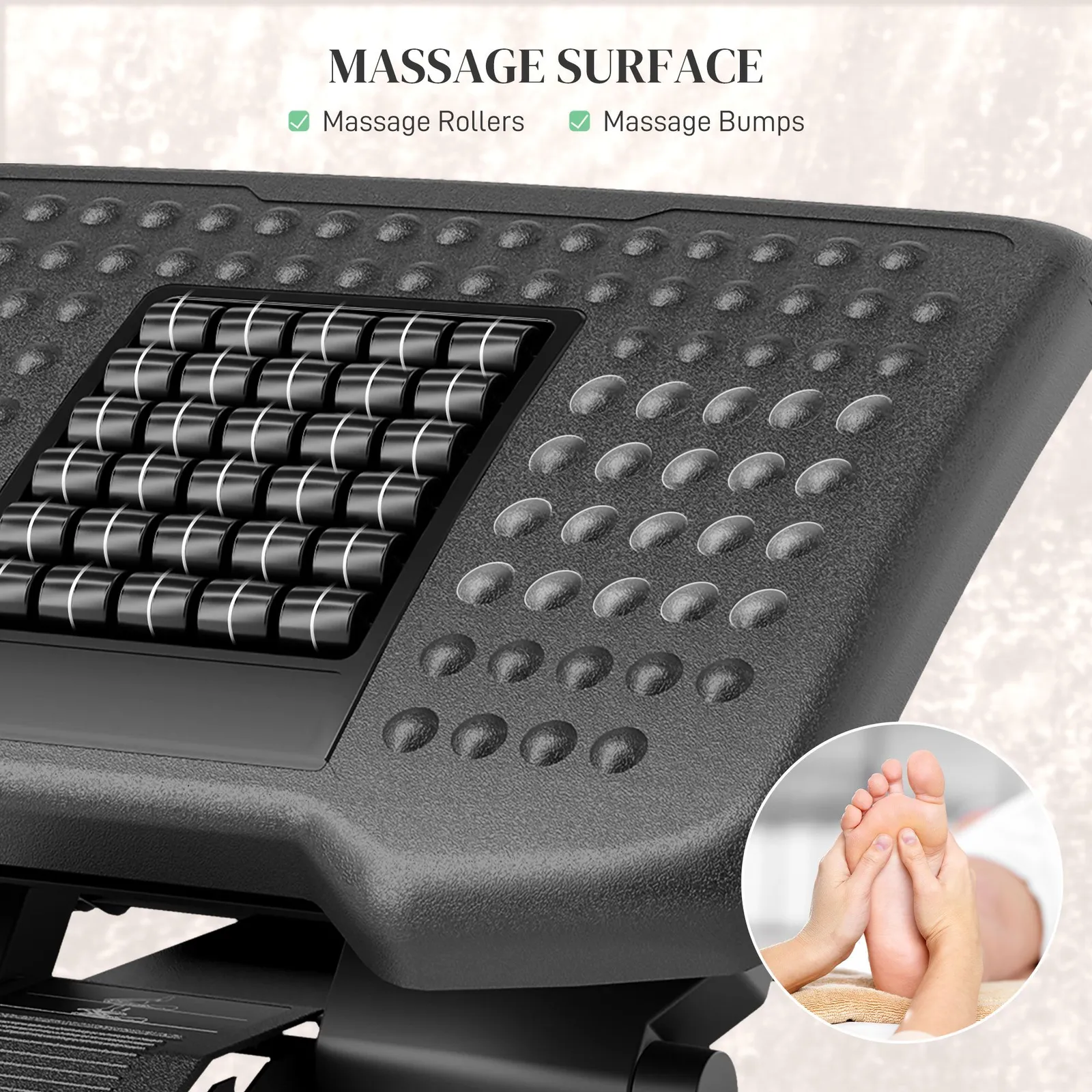 HOMCOM Rest for Under Desk with Massage Function, Adjustable Angle & Height in Black 4