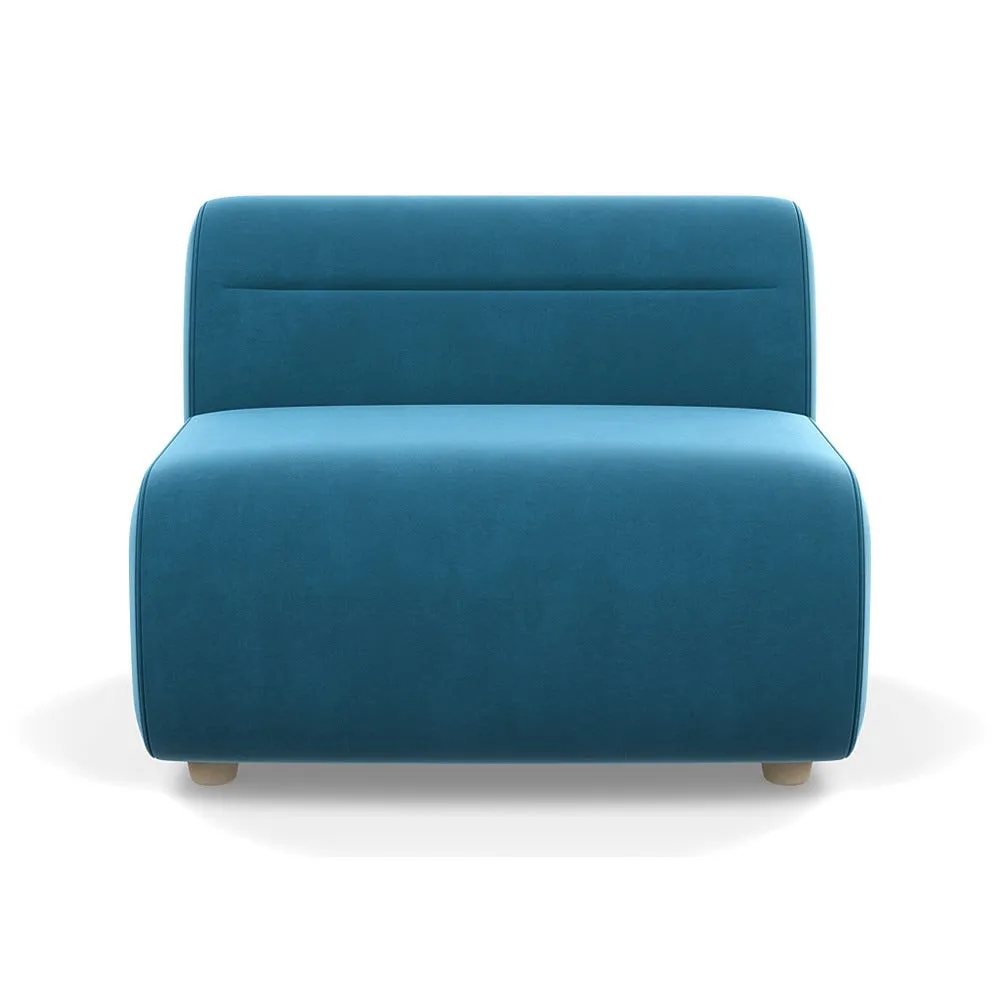 Heal's Lilli Large Single Module Smart Velvet Ocean Natural Beech Feet 1