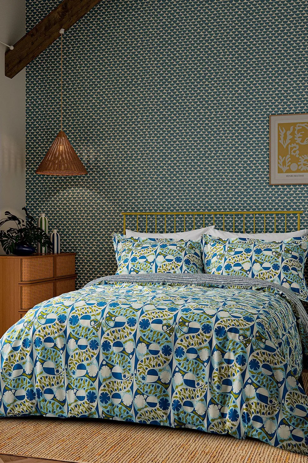 Scion 'Twist & Turn' Cotton Duvet Cover Set in Indigo
