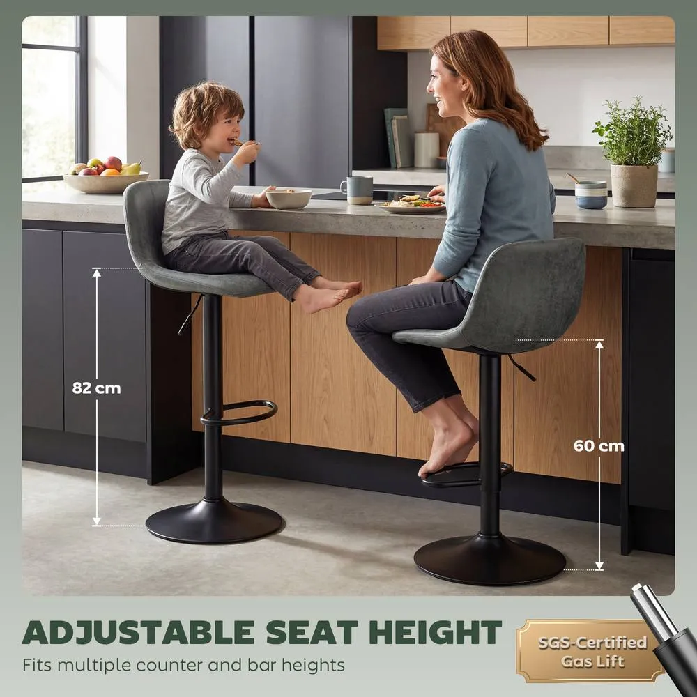 HOMCOM Bar Stools Set of 2, Modern Swivel Barstools for Dining Room in Green 4