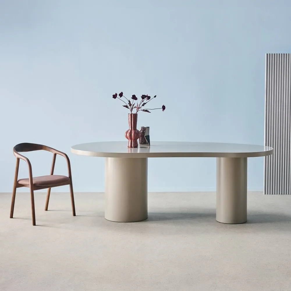 sweeek dining table with rubberwood structure, seats 8 in Light Grey