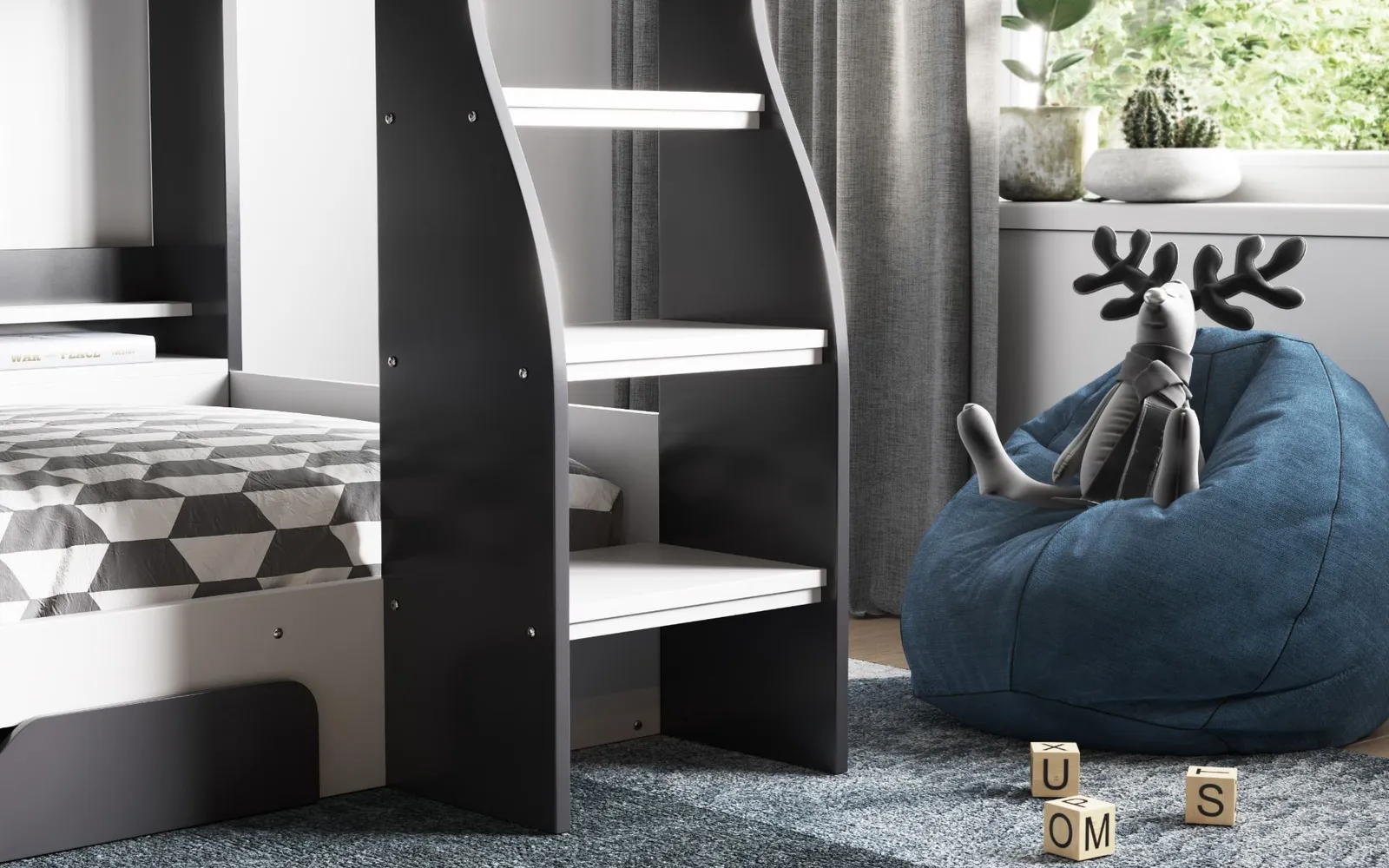 Flair Flick Bunk Bed with Storage in Grey 3