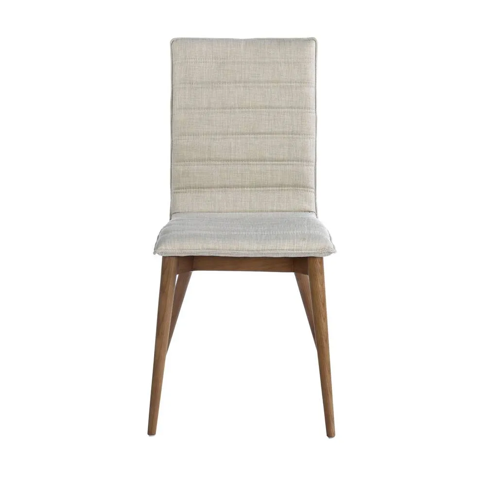 Angel Cerda Grey Fabric Dining Chair with Walnut Legs in Light Grey 2