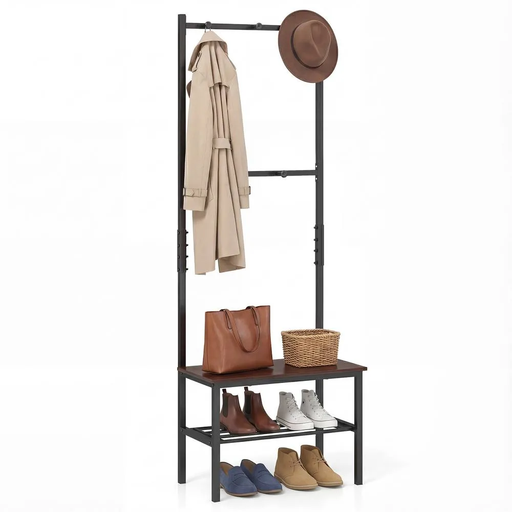 Costway 3-in-1 Industrial Hallway Coat Rack in Black