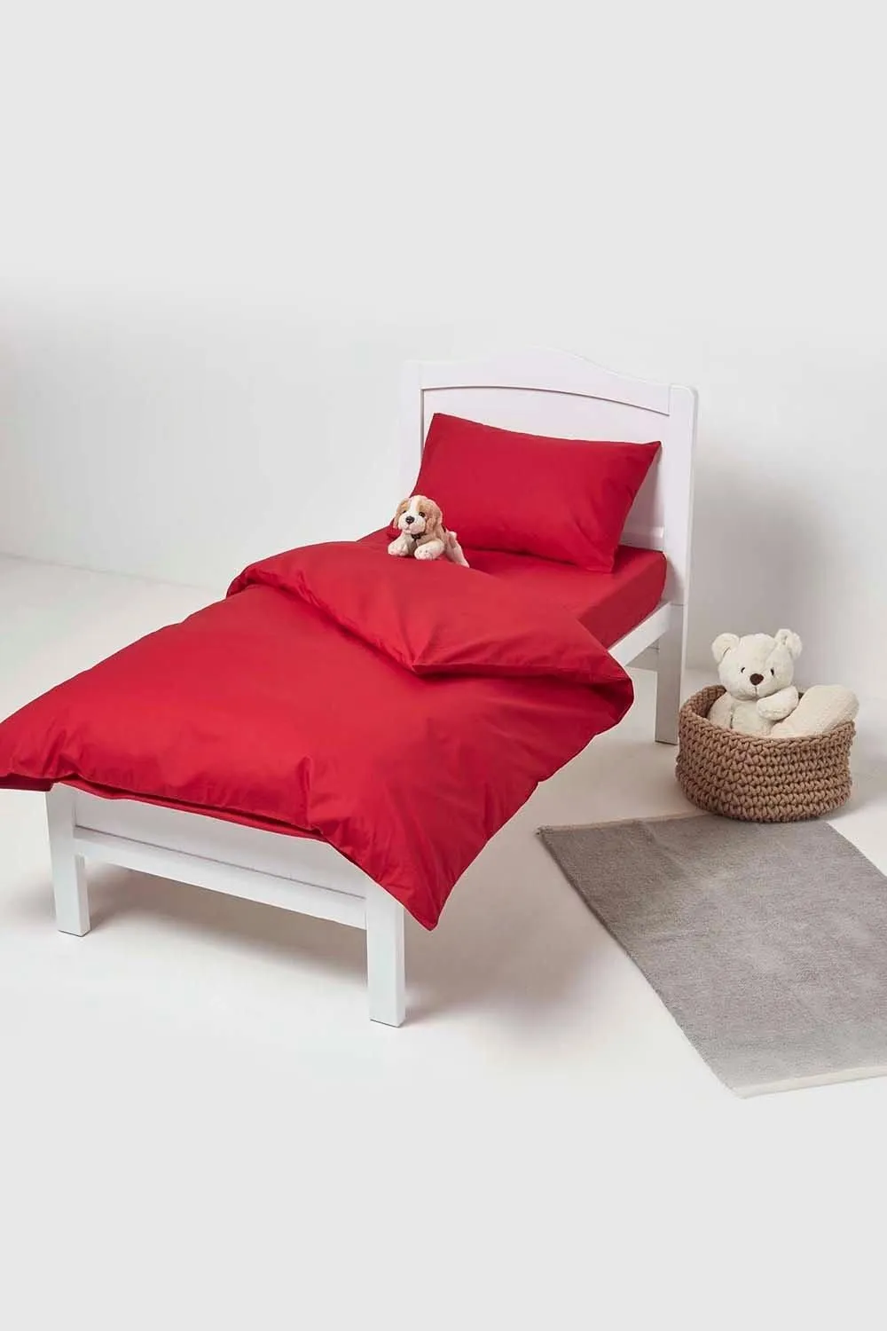 Homescapes Cotton Cot Bed Fitted Sheets 200 Thread Count, 2 Pack in Red 2