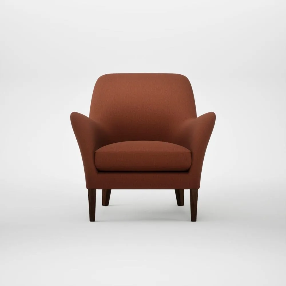 Heal's Wallis Armchair Smart Cotton Linen Rust Walnut Stained Feet