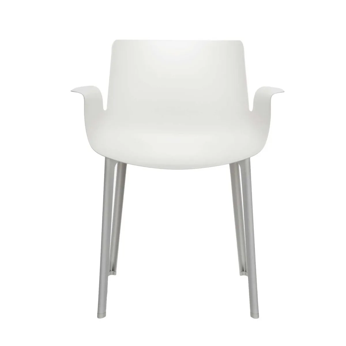 Kartell Piuma Dining Chair With Arms, White Plastic | Barker & Stonehouse 3