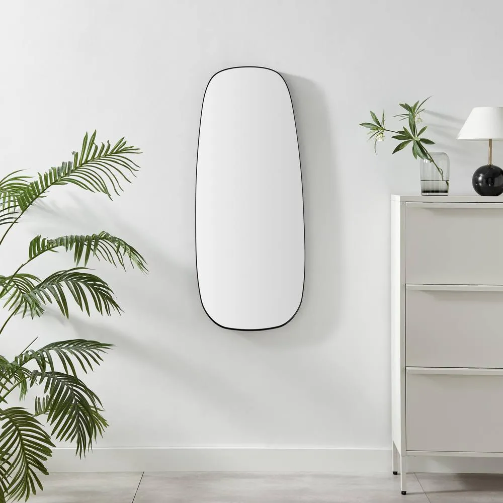 FurnitureboxUK Elodie Black Metal Large 120x50 Pebble Shape Wall Mirror 2