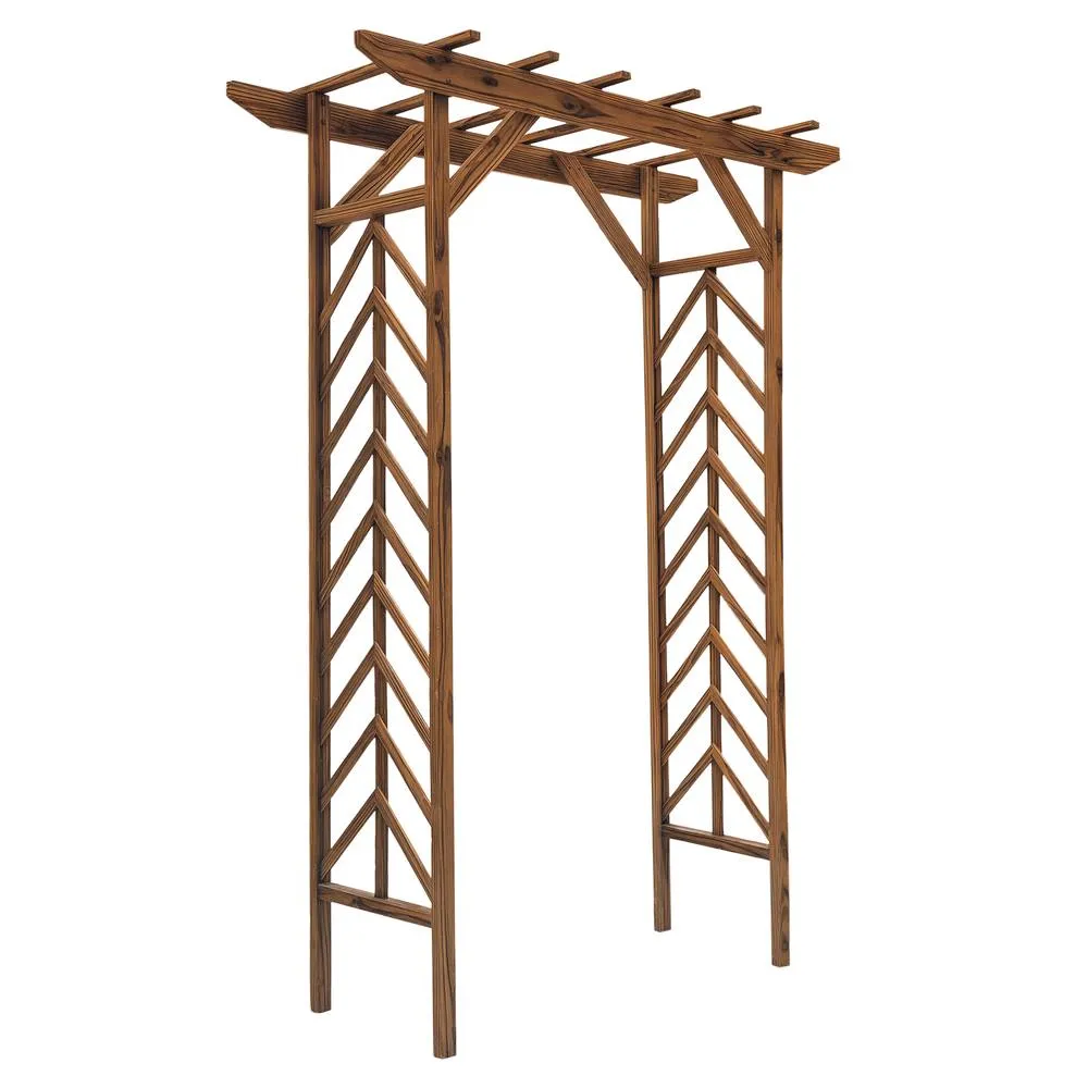 OUTSUNNY Wooden Garden Arbor, Arch Trellis for Climbing Vines in Brown 2