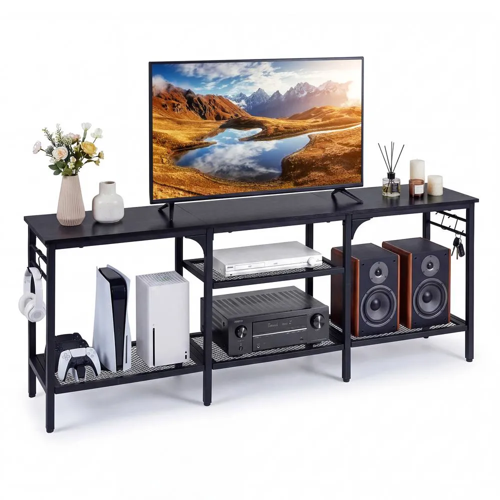 Costway Industrial Entertainment Center TV Stand for 65" TVs in Black