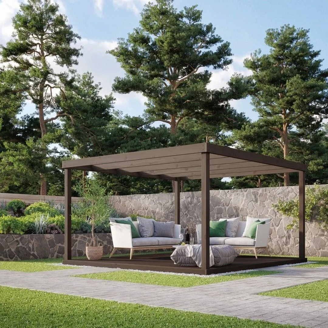 Rutland County Garden Furniture Ltd Box Pergola & Decking Kit - Wood - L420 x W420 cm - Light Green in Brown 1