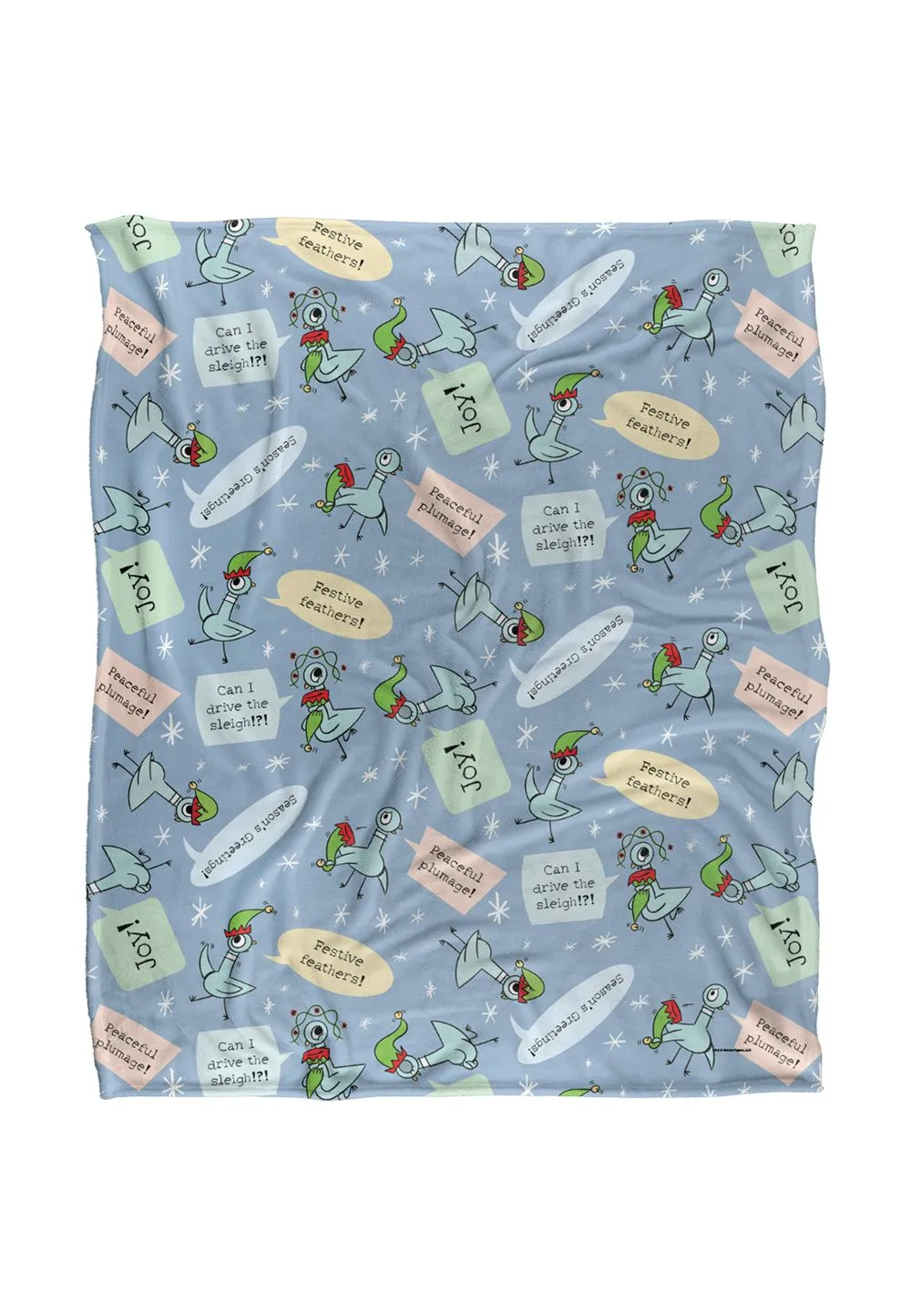 Hidden Pigeon Dont Let The Pigeon Drive The Sleigh Joy Pattern Blue Silky Touch Super Soft Throw Blanket 152 X 127 cm in White