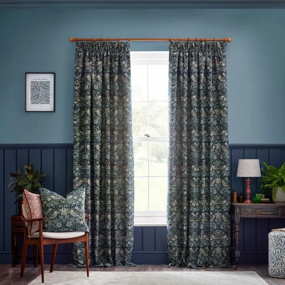 Morris & Co. Strawberry Thief Jacquard Pencil Pleat Curtains 2