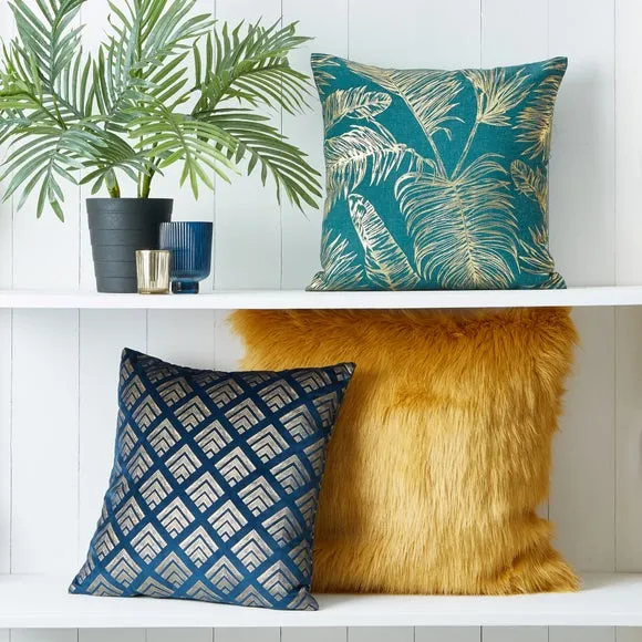 Velvet Geo Foil Navy Cushion Cover 3