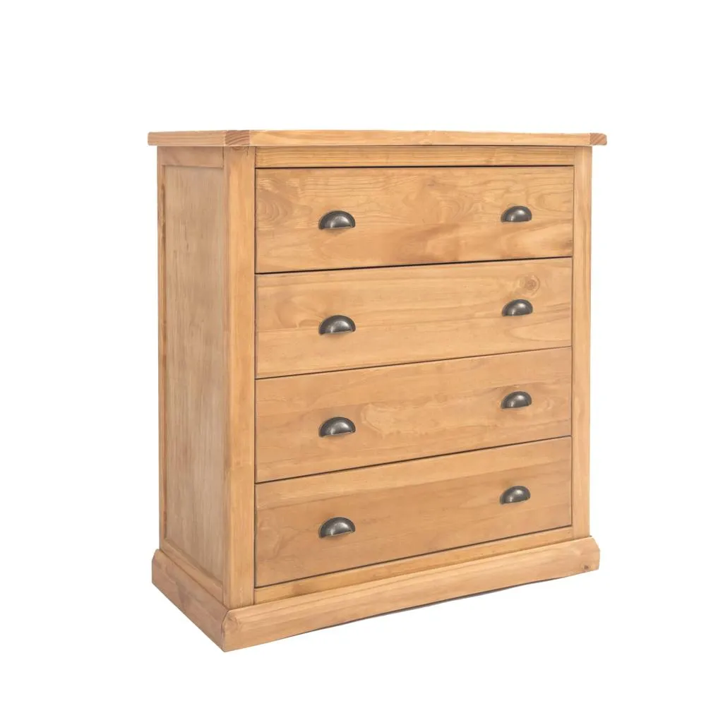 Cabinet Bits Lucca 4 Drawer Chest of Drawers Brass Cup Handle in Light Brown 2
