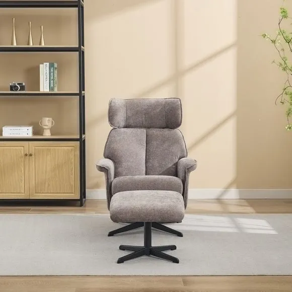 Gretna Chenille Swivel Chair with Footstool 3