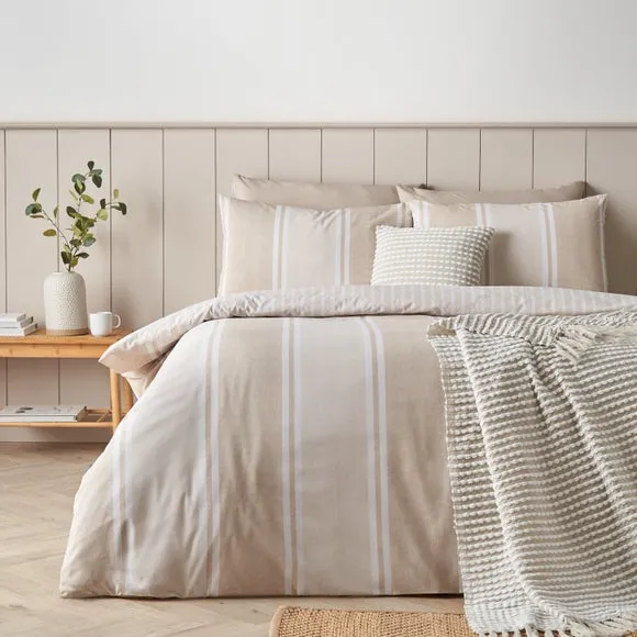 Catherine Lansfield Banded Stripe Polycotton Duvet Cover & Pillowcase Set 5