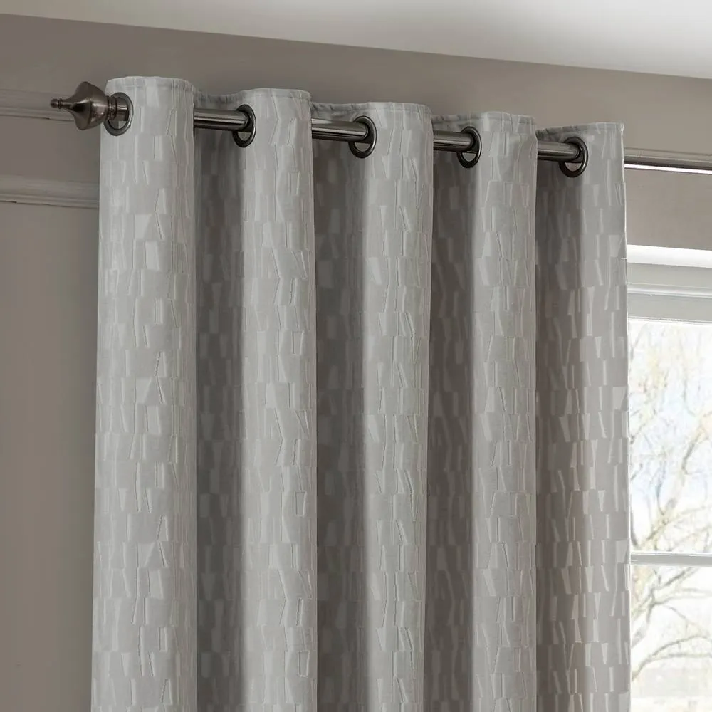 Paoletti Manhattan Velvet Eyelet Curtain Pair in Silver 3